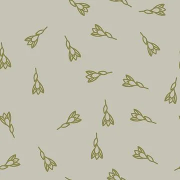 Crocus flower spring line vector seamless pattern Illustrazione stock