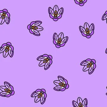 Crocus flower spring vector seamless pattern Stockillustratie