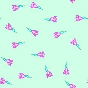Crocus flower spring vector seamless pattern Illustrazione stock