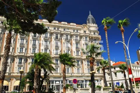 Croisette promenade in cannes Stock Photos