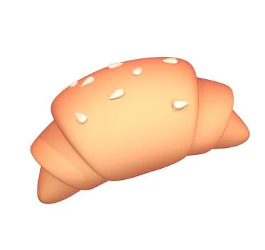 Croissant 3d icon. Stock Illustration