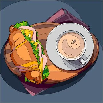 Croissant and coffee 库存插图