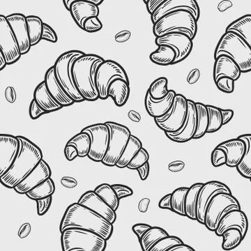 Croissant and coffee pattern Stock Illustration