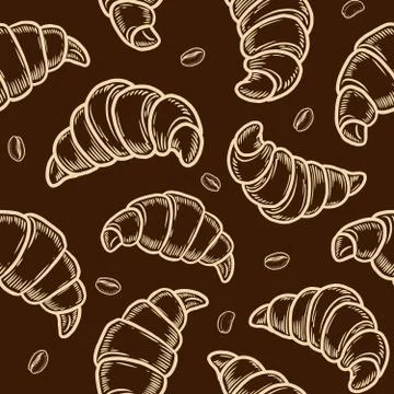 Croissant and coffee pattern Stock Illustration