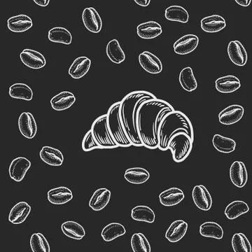 Croissant and coffee pattern Stock Illustration