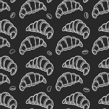 Croissant and coffee pattern Stock Illustration