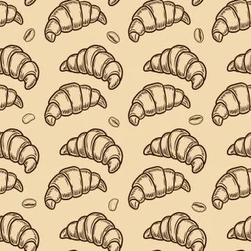 Croissant and coffee pattern Stock Illustration