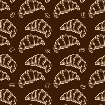Croissant and coffee pattern Stock Illustration