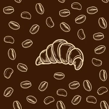 Croissant and coffee pattern Stock-Illustration