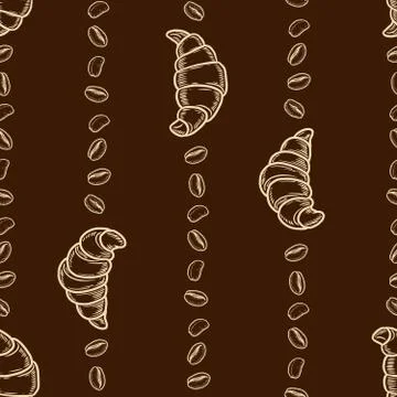 Croissant and coffee pattern Stock Illustration