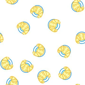 Croissant bakery vector seamless pattern Stock Illustration