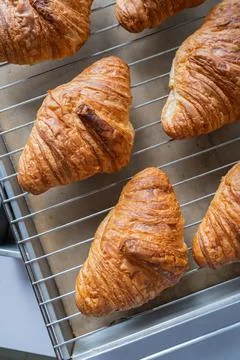 Croissant on baking rack 写真素材