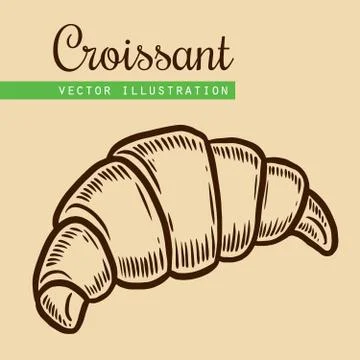 Croissant on beige background Stock Illustration