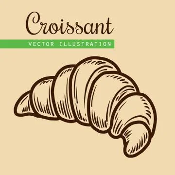 Croissant on beige background Stock Illustration