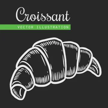 Croissant on black background Stock Illustration