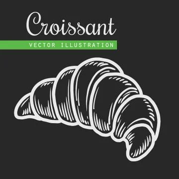 Croissant on black background Stock Illustration