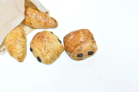 Croissant bread on white background Foto stock