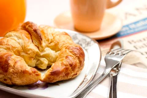 Croissant breakfast Stock Photos