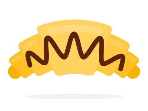 Croissant with chocolate vector flat material design isolated object on white Stock Illustration