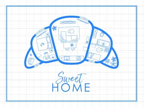 Croissant construction drawing Illustrazione stock