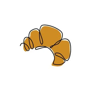 Croissant continuous one line drawing. Stock Illustration