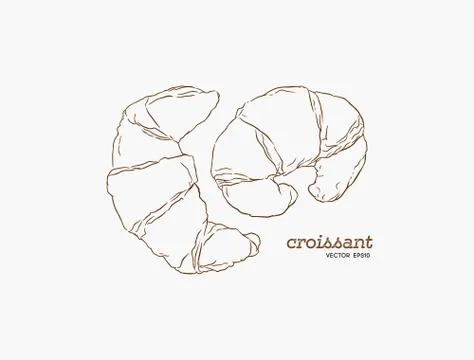 Croissant Doodle, a hand drawn vector. Stock Illustration