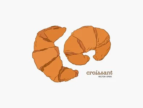 Croissant Doodle, a hand drawn vector. Stock Illustration