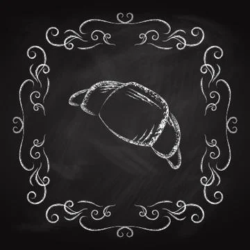 Croissant drawn icon Stock Illustration