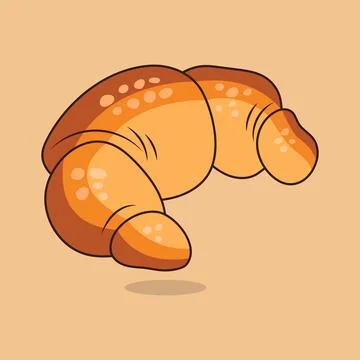 Croissant flat icon with shadow. Stock Illustration
