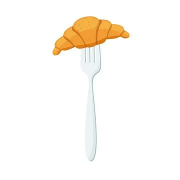 Croissant on forks Concept of diet. Vector illustration. Stock Illustration