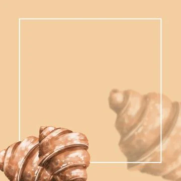 Croissant frame background Stock Illustration
