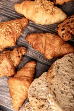 Croissant groups and bread Stock-Fotos