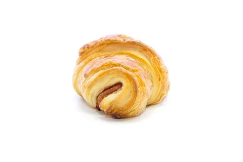 Croissant with ham side view Stock Photos