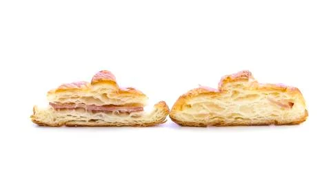 Croissant with ham texture in section sliced Stock Photos