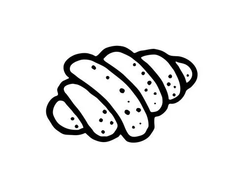 Croissant is a hand-drawn bakery element Vector doodle sketch. Stock Illustration