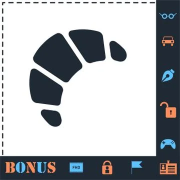 Croissant icon flat Stock Illustration