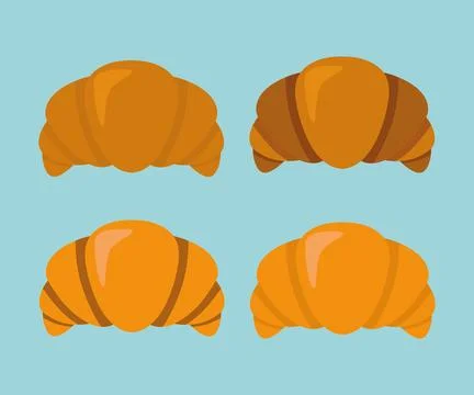 Croissant icon set. Flat set of croissant vector icons for web design isolated Stock Illustration