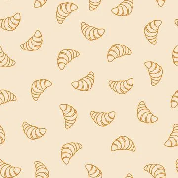 Croissant outlines seamless vector pattern イラスト素材