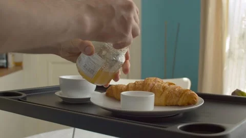 Croissant on a plate Stock Footage 130936691