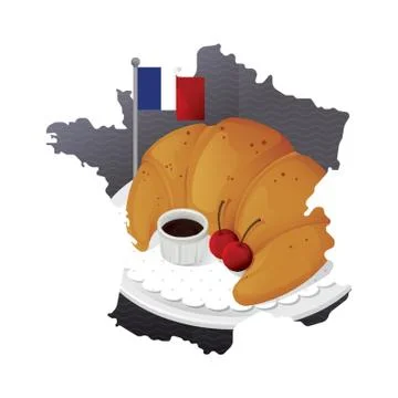 Croissant In A Plate Stock-Illustration