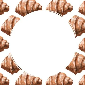 Croissant seamless pattern frame Stock Illustration