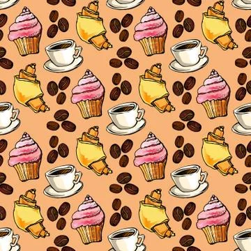 Croissant seamless pattern Stock-Illustration