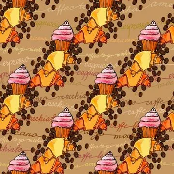 Croissant seamless pattern Stock Illustration