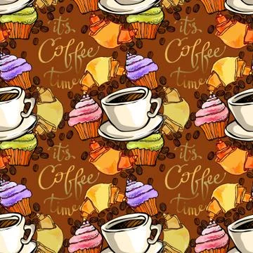 Croissant seamless pattern Stock Illustration
