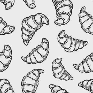 Croissant seamless pattern Stock Illustration