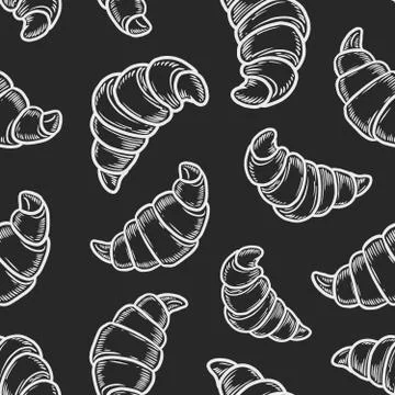 Croissant seamless pattern Stock Illustration