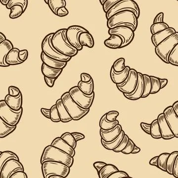 Croissant seamless pattern Stock Illustration