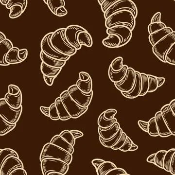 Croissant seamless pattern Stock Illustration