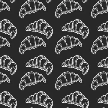 Croissant seamless pattern Stock Illustration