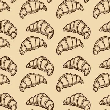 Croissant seamless pattern Stock Illustration